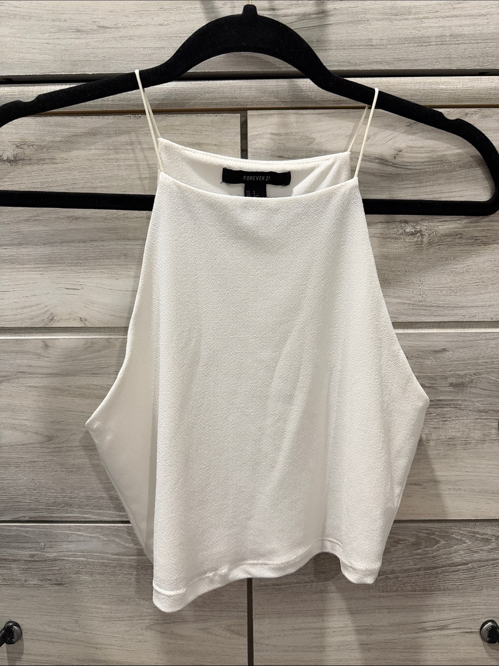 Forever 21 White High Neck Spaghetti Strap Crop Cami